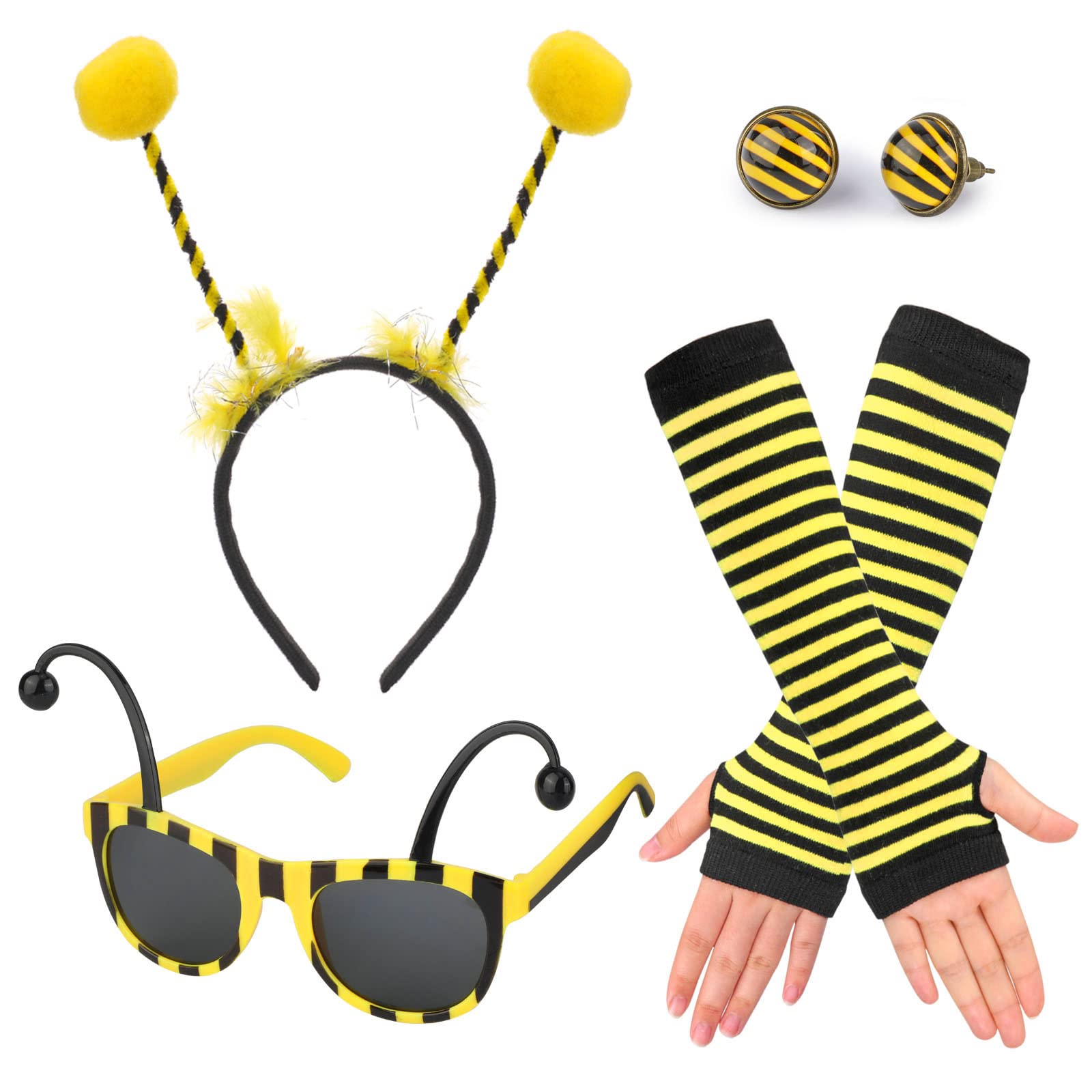 howaf-bienen-kost-m-damen-4tlg-haarreif-brille-set image 1