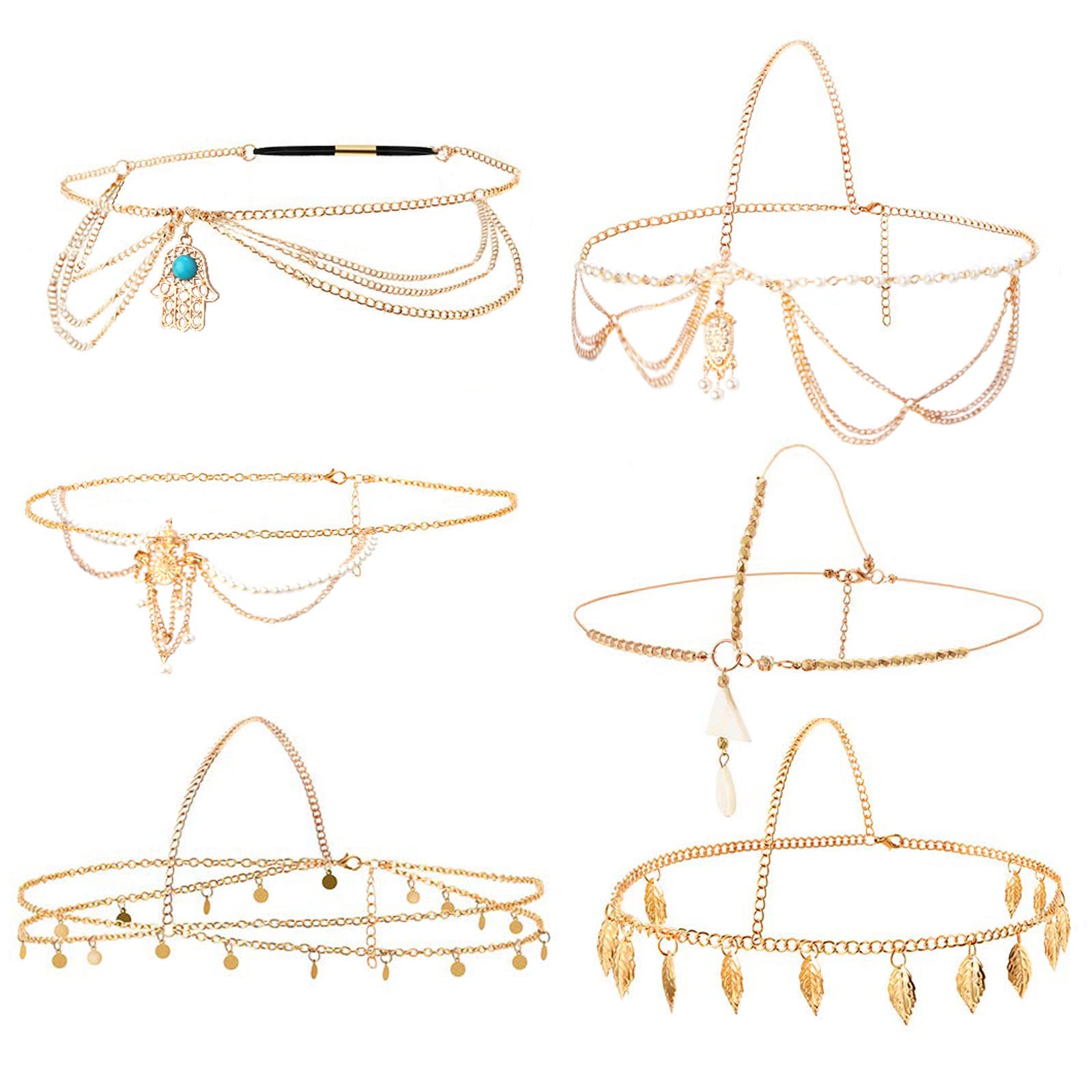 howaf-festival-tattoos-gold-kopfkette-12-teilig-boho image 2