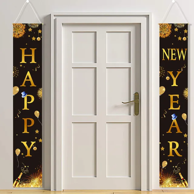 howaf-silvester-deko-banner-schwarz-gold-2-st-ck-t-r-2027 image 1
