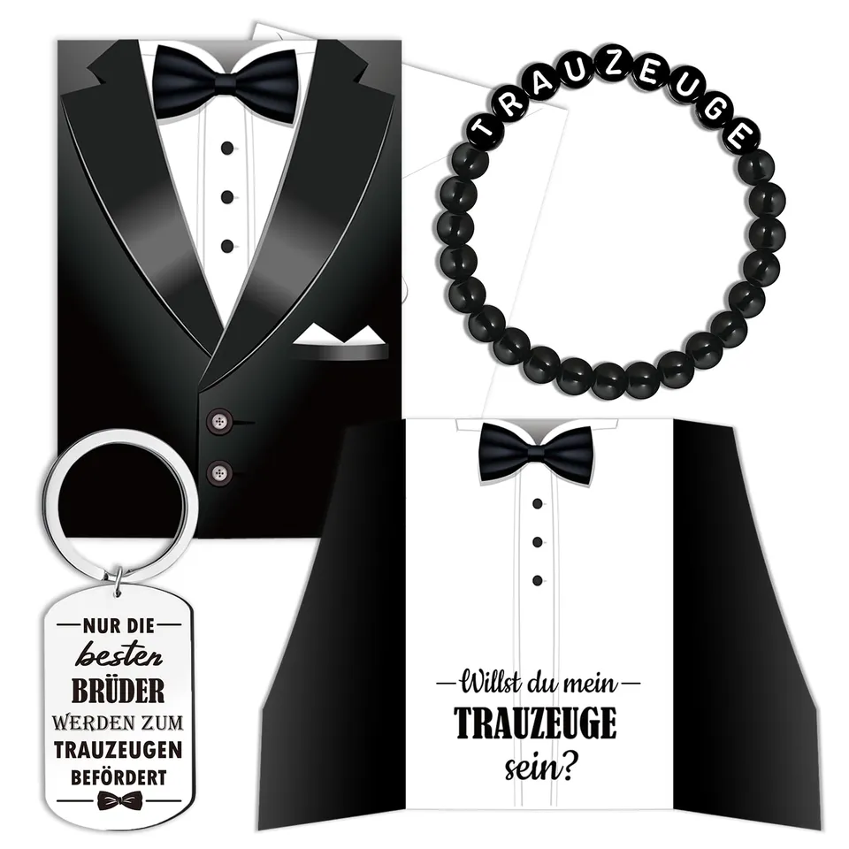 howaf-trauzeuge-fragen-set-karte-armband-schl-sselanh-nger image 1