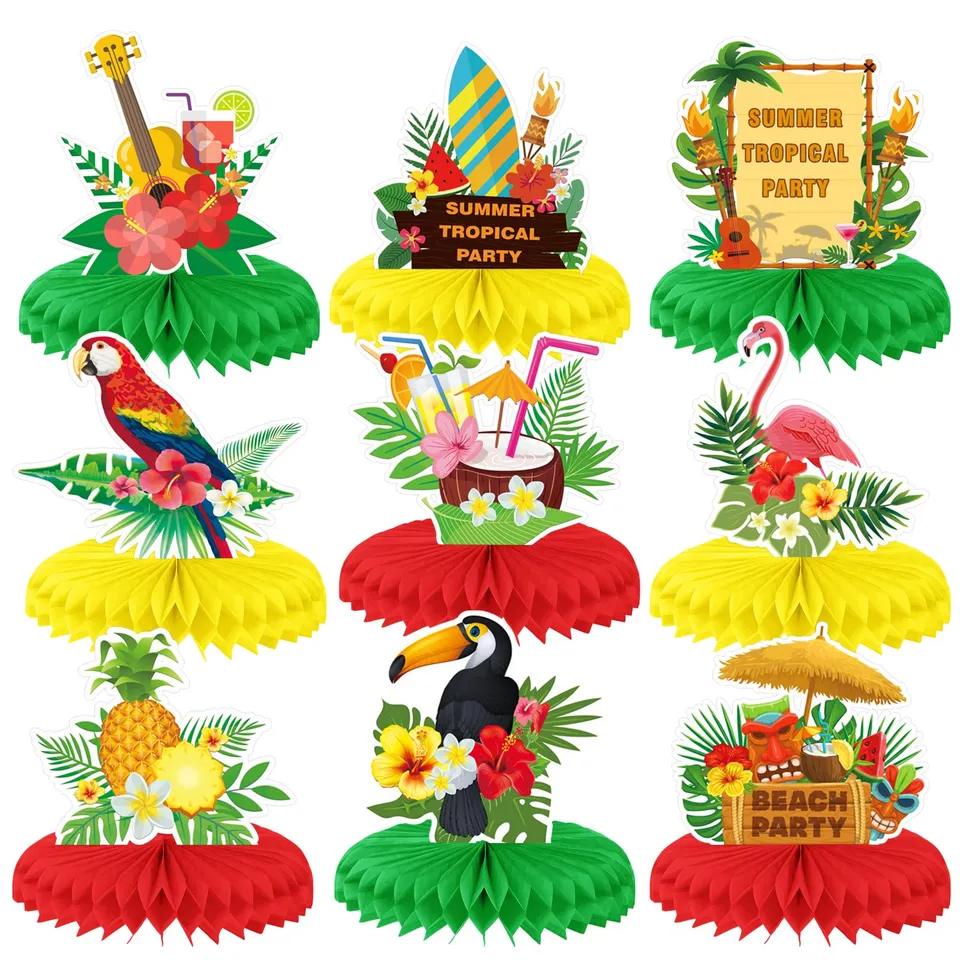 howaf-hawaii-tischdeko-waben-9-teilig-flamingo-luau image 1