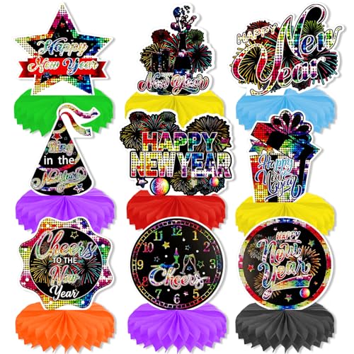 howaf-silvester-deko-2026-bienenwabe-9-st-ck-bunt-tischdeko image 8