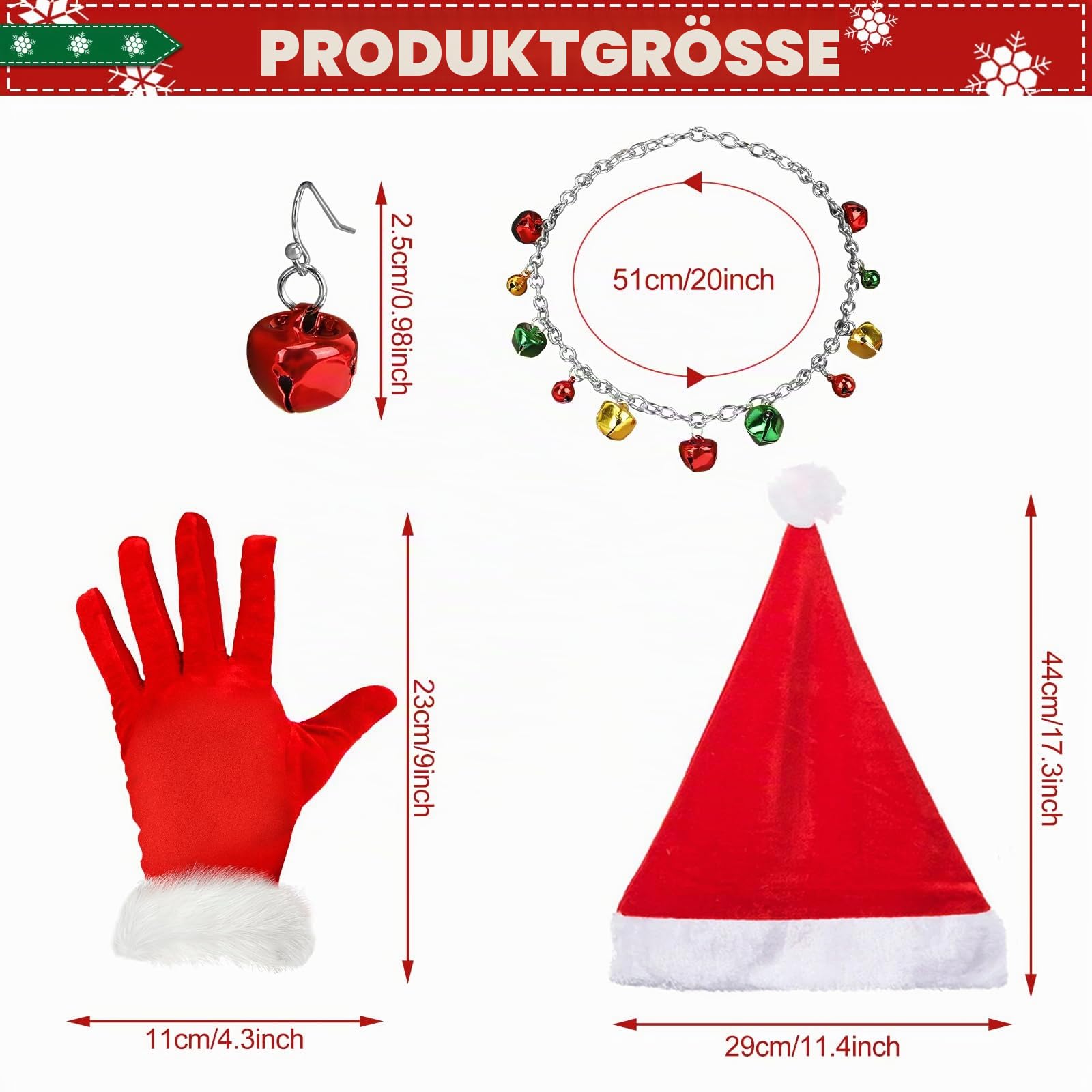 howaf-weihnachtsmann-kostuem-damen-set-muetze-handschuhe-socken image 2