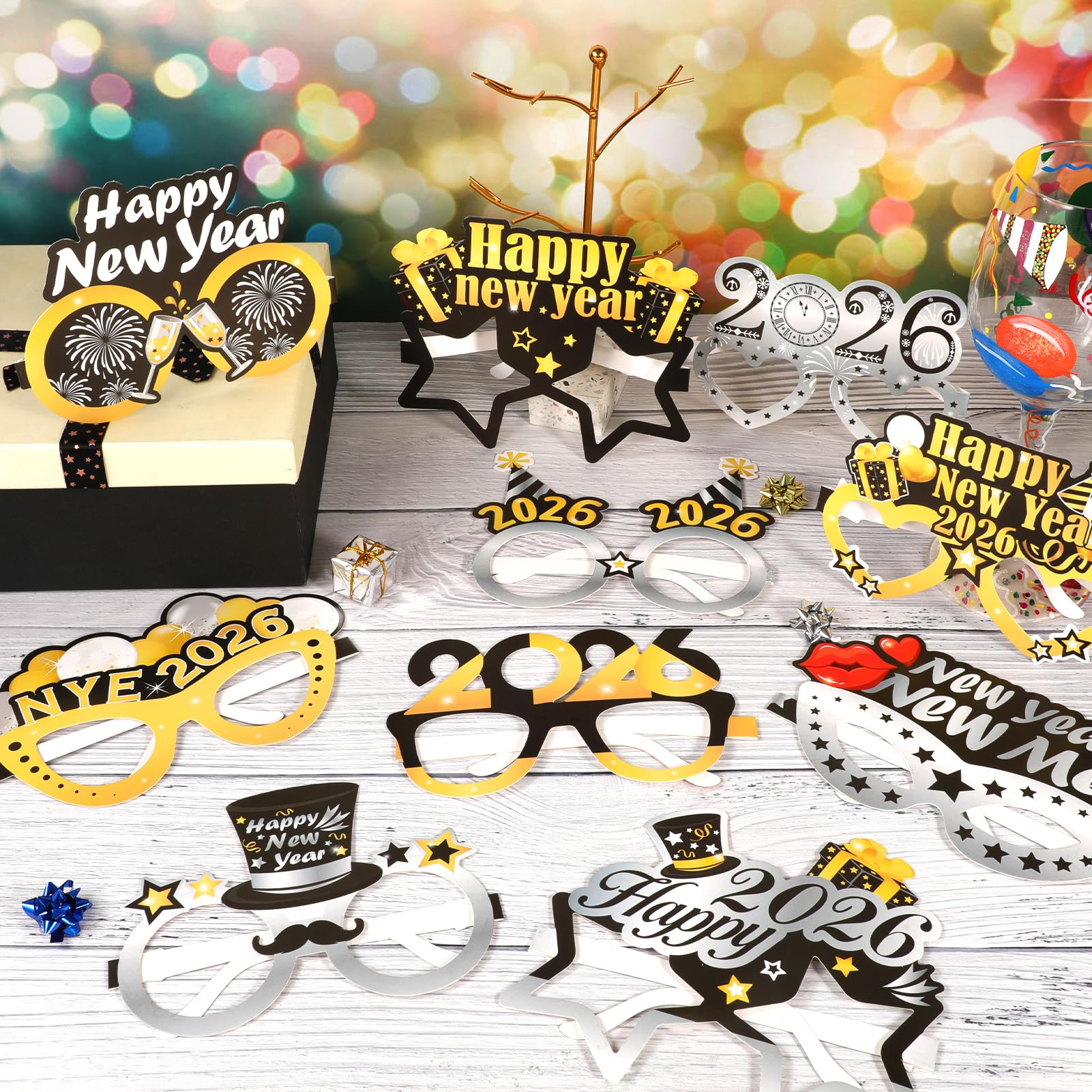 howaf-silvester-brille-2027-partybrille-12-st-ck-schwarz-gold image 5
