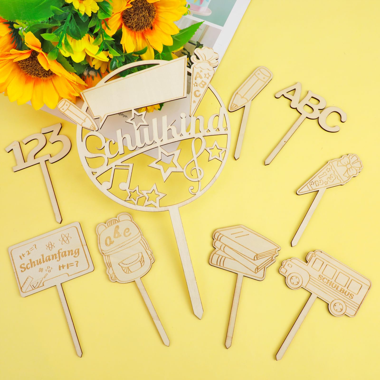howaf-schulanfang-cake-topper-holz-tortendeko-9tlg-abc-123 image 4