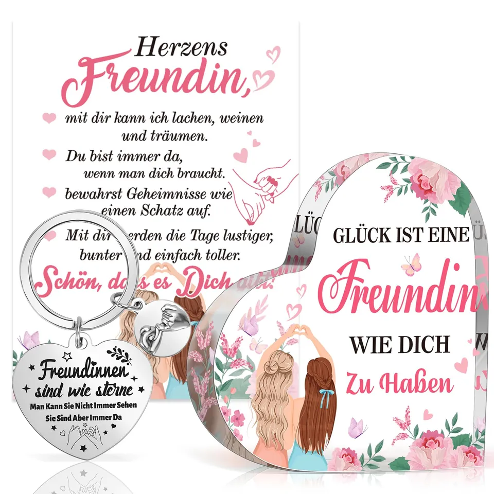 howaf-freundin-geschenk-set-herz-acryl-schl-sselanh-nger-karte image 1