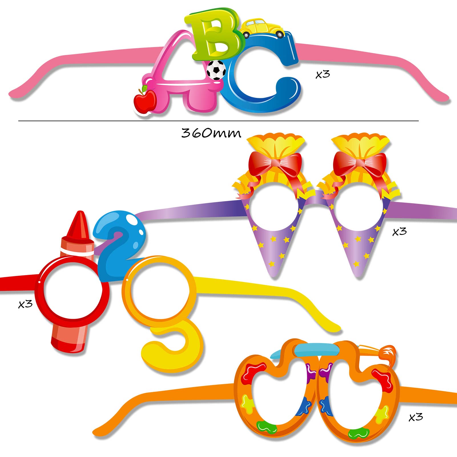 howaf-photo-booth-props-einschulung-brille-schulanfang-27-st-ck image 3