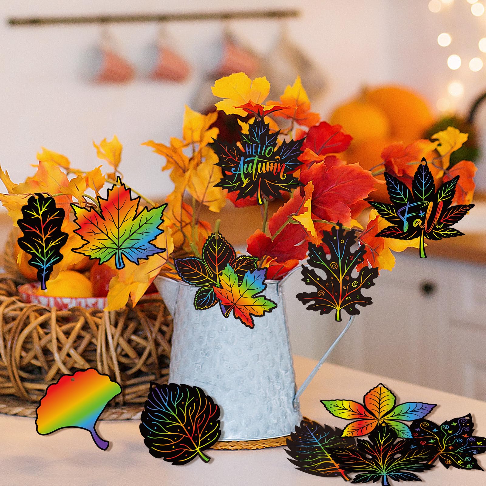howaf-herbst-kratzbilder-bl-tter-regenbogen-36-st-ck image 7
