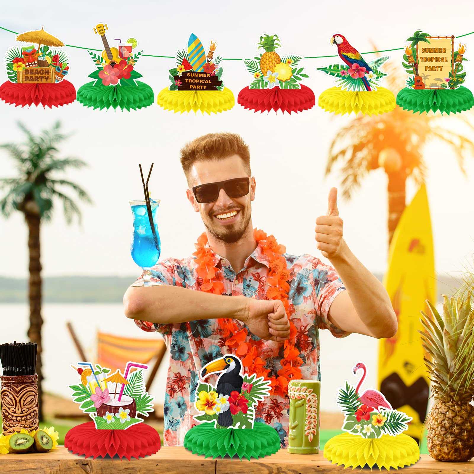 howaf-hawaii-tischdeko-waben-9-teilig-flamingo-luau image 6