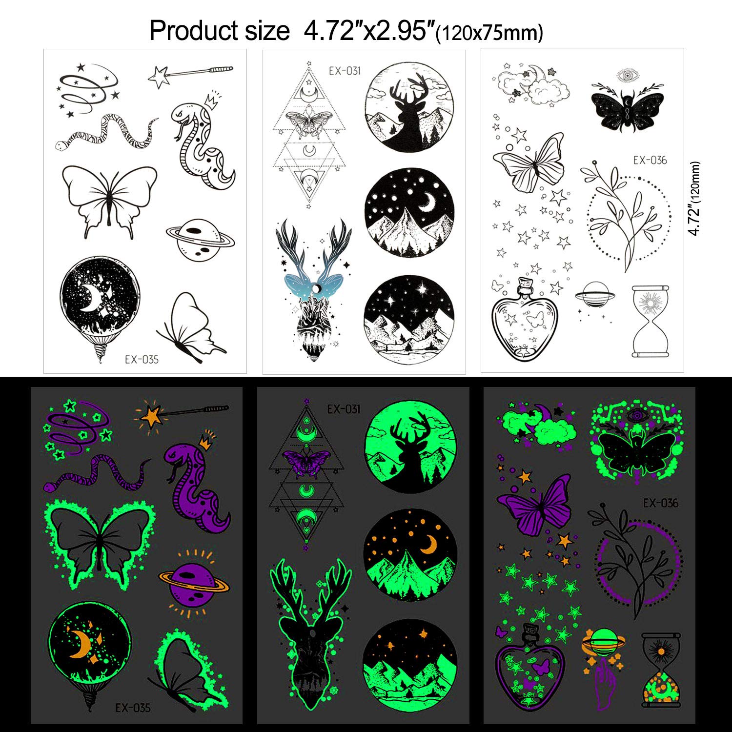 howaf-tempor-re-tattoos-schwarz-tiere-12-bl-tter-wasserdicht image 4