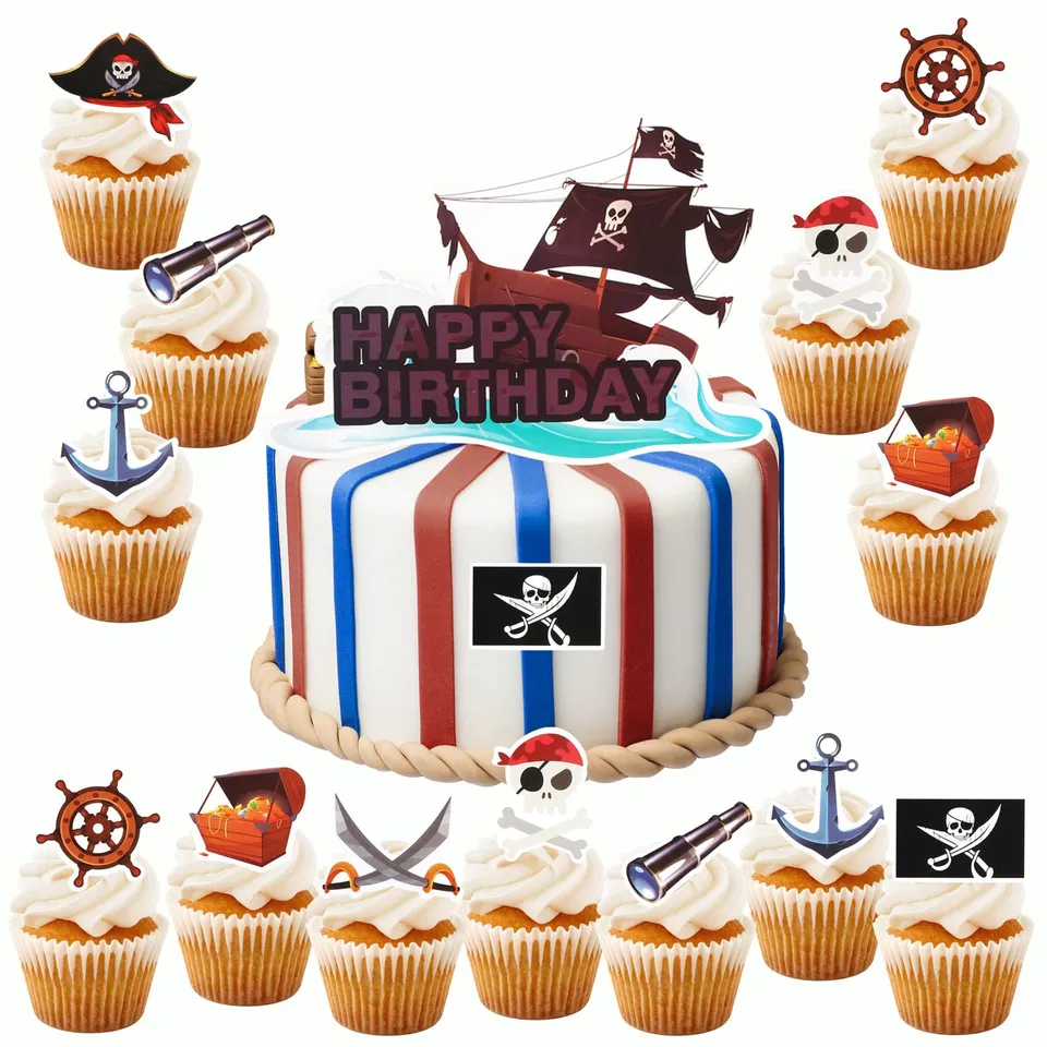 howaf-piraten-tortendeko-25-st-ck-cake-topper-geburtstag image 1