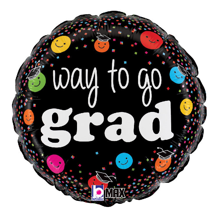 betallic-way-to-go-grad-smiley-folienballon-18-abschluss image 1