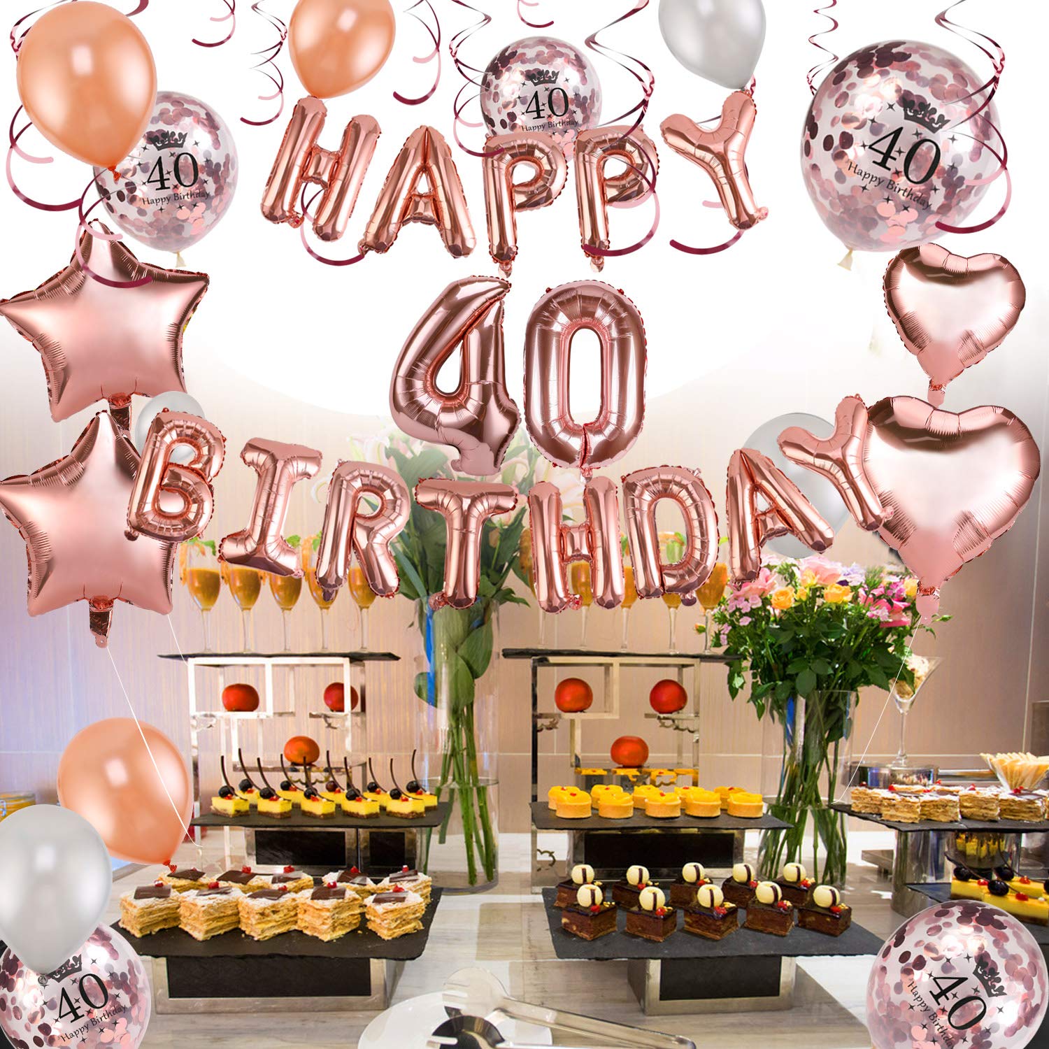 howaf-40-geburtstag-deko-set-ros-gold-ballons-happy-birthday image 4