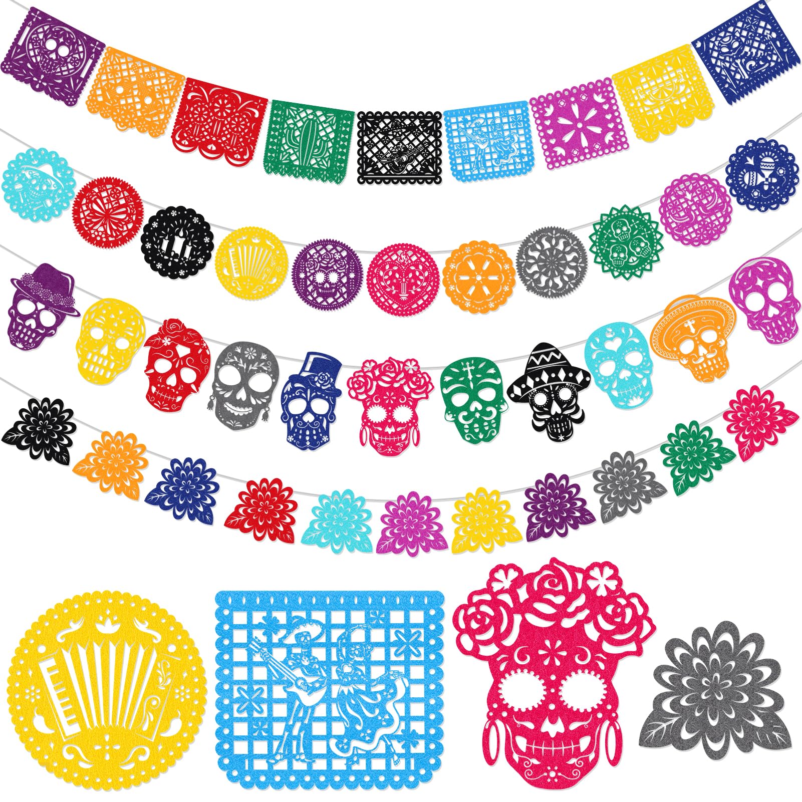 howaf-dia-de-los-muertos-banner-filz-girlande-27-tlg-bunt image 7