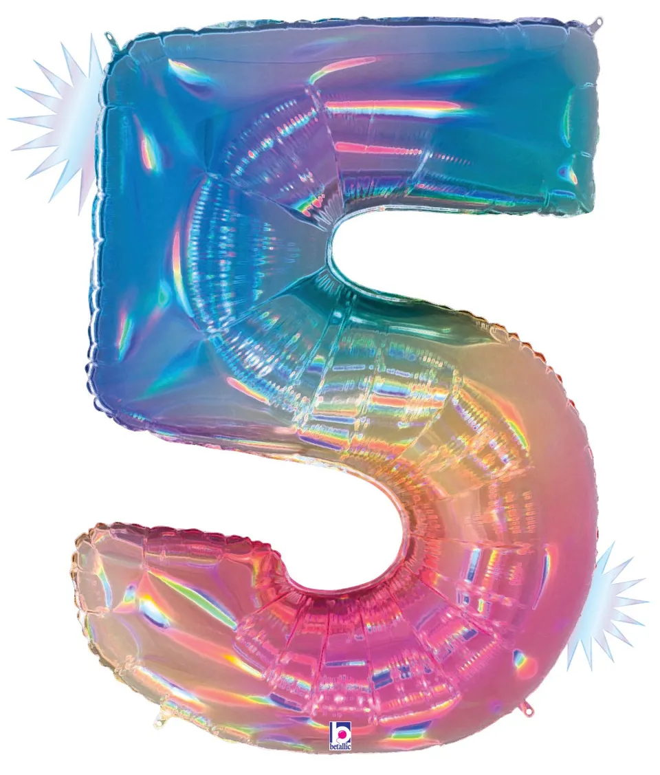 betallic-number-5-opal-rainbow-folienballon-34-zoll-verpackt image 1