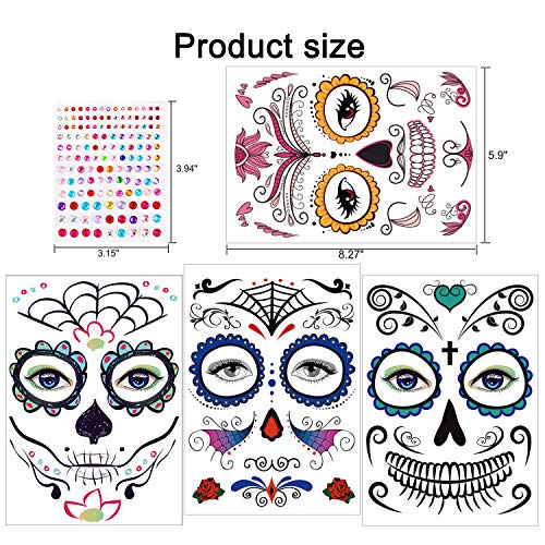 howaf-temporary-tattoos-halloween-gesicht-totenkopf-10-st-ck image 8