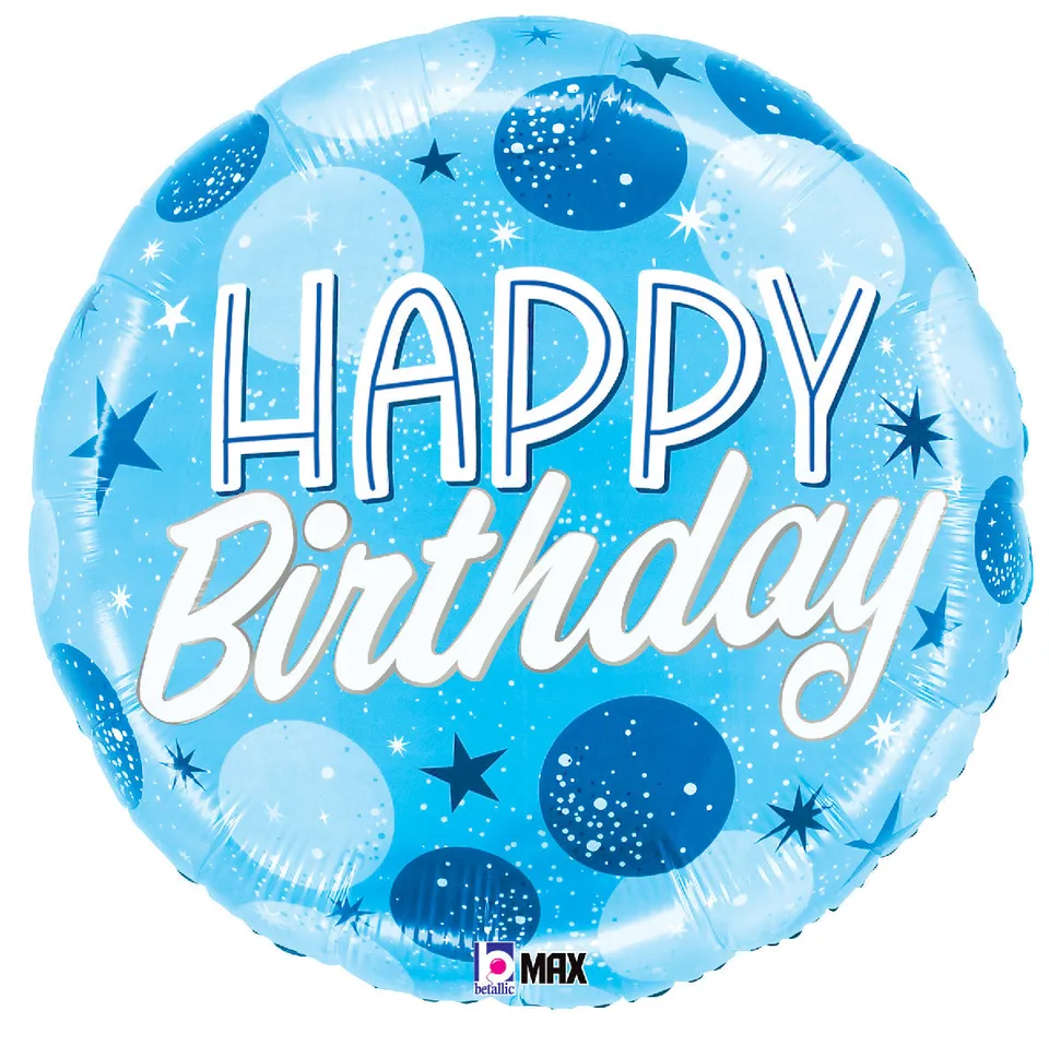 betallic-birthday-blue-sparkle-dots-folienballon-18-zoll-blau-mit-punkten image 1
