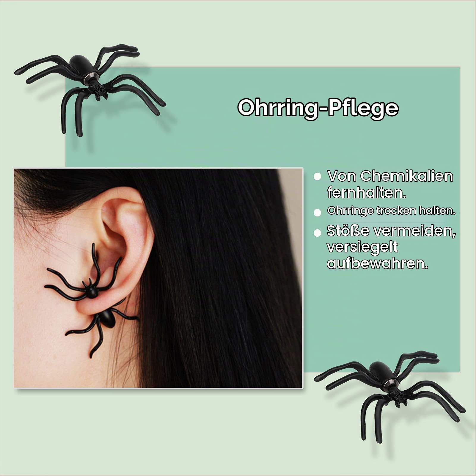 howaf-halloween-ohrringe-spinne-rose-skull-2-paar-ohrstecker image 5