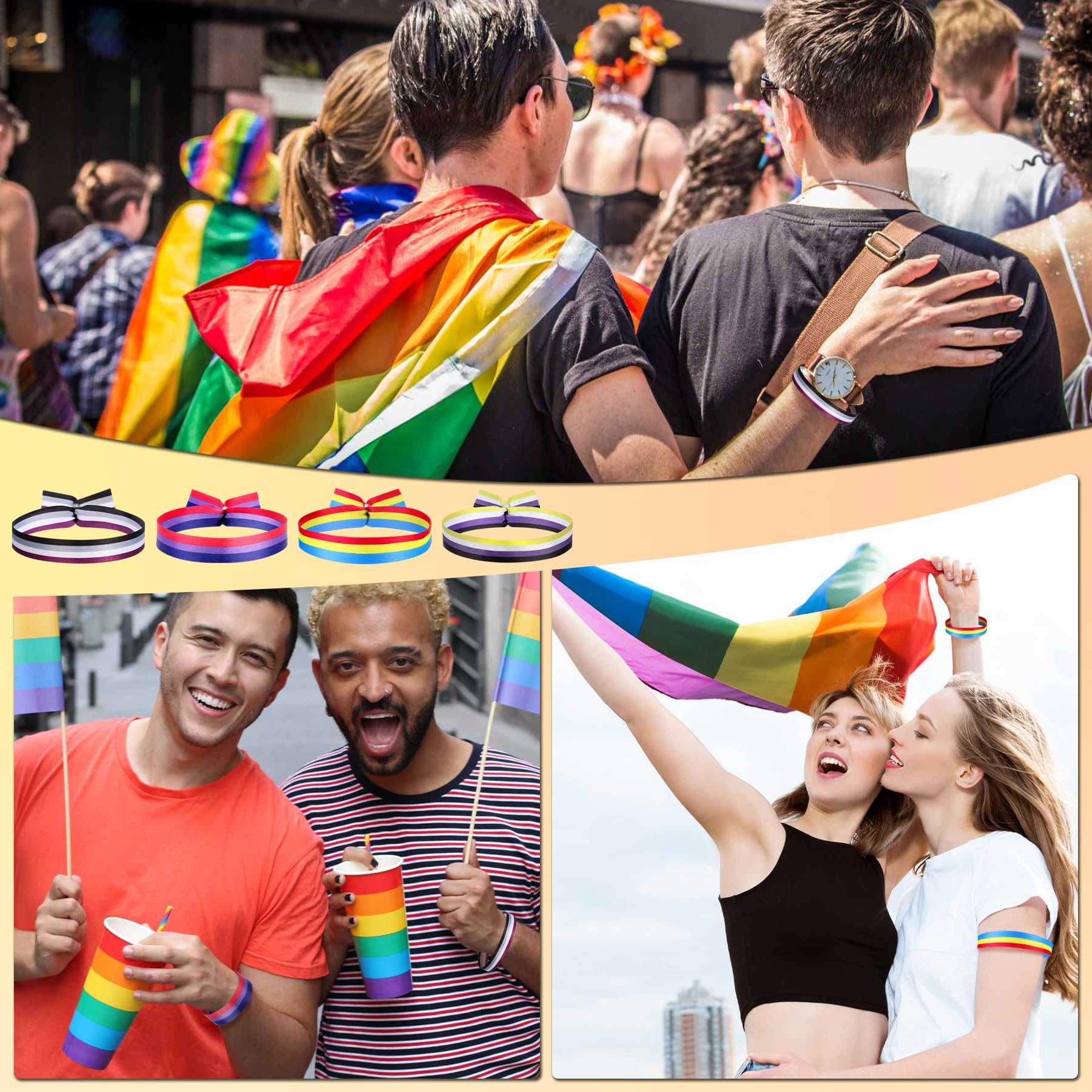 howaf-lgbt-pride-armband-regenbogen-16-st-ck-set-stoff image 8