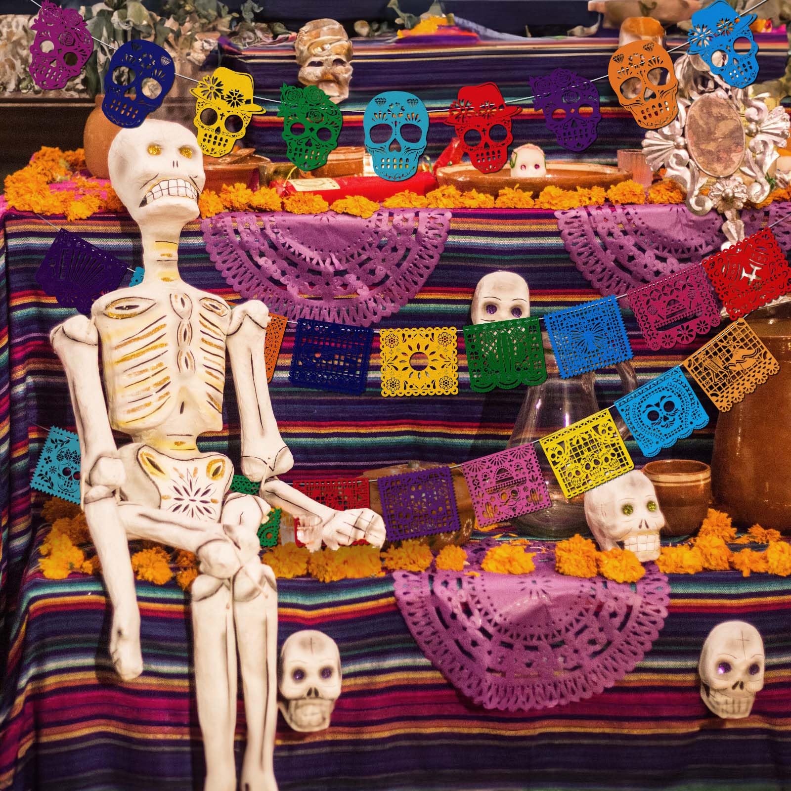 howaf-dia-de-los-muertos-banner-filz-girlande-27-tlg-bunt image 4