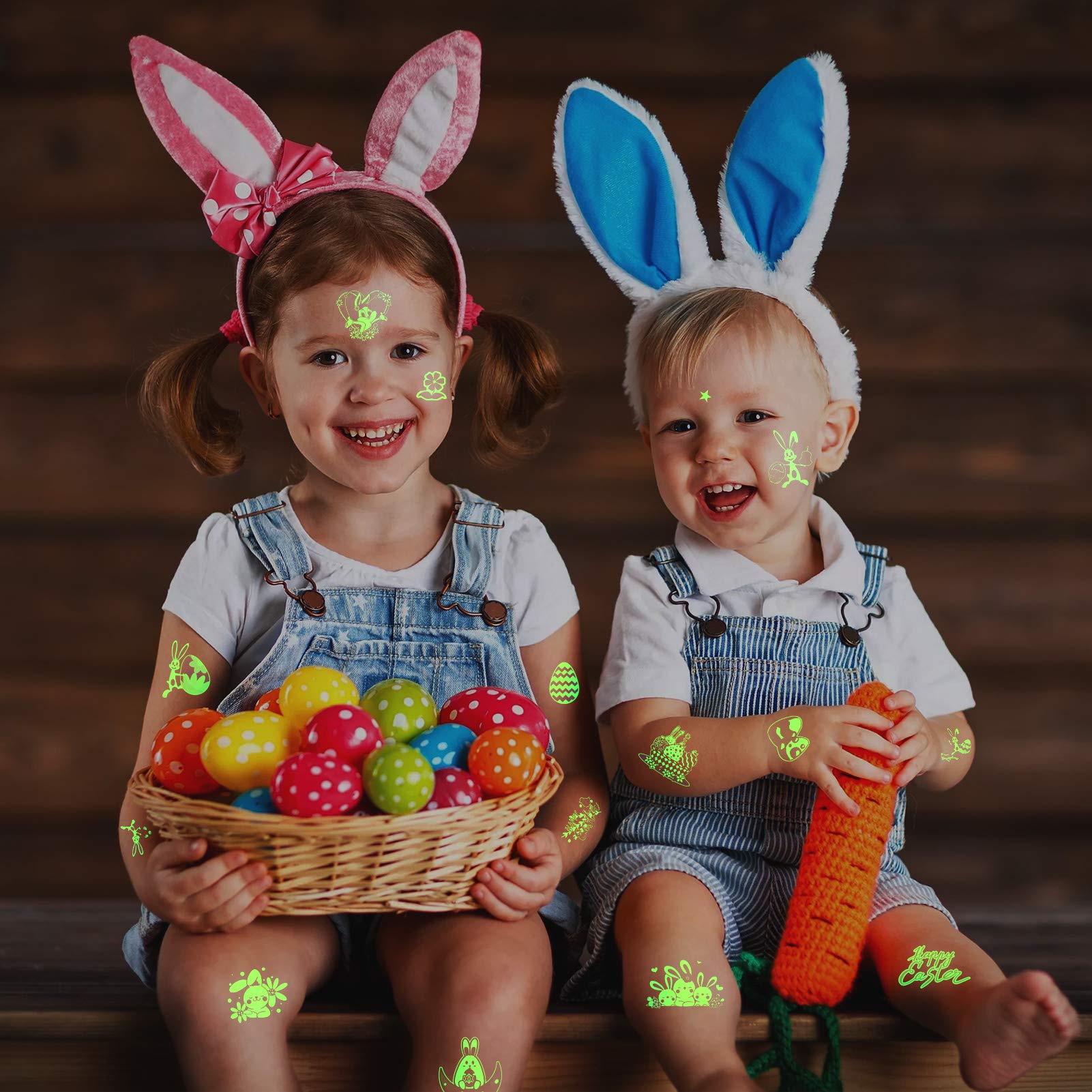 howaf-ostern-tattoo-kinder-12-blatt-leuchttattoos-100-stk image 7