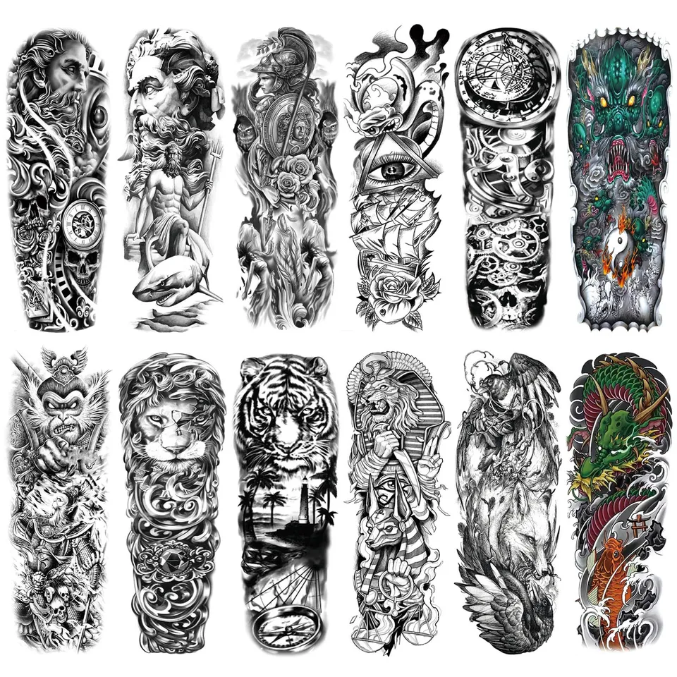 howaf-tempor-re-tattoos-voller-arm-l-we-tiger-12-bl-tter image 1