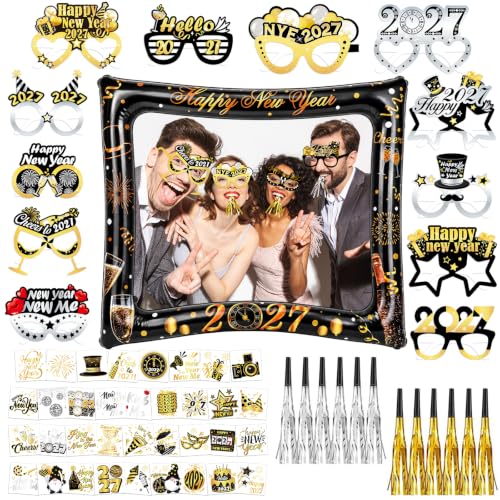 howaf-silvester-deko-set-2027-fotorahmen-partydeko-schwarz-gold-61-tlg image 8