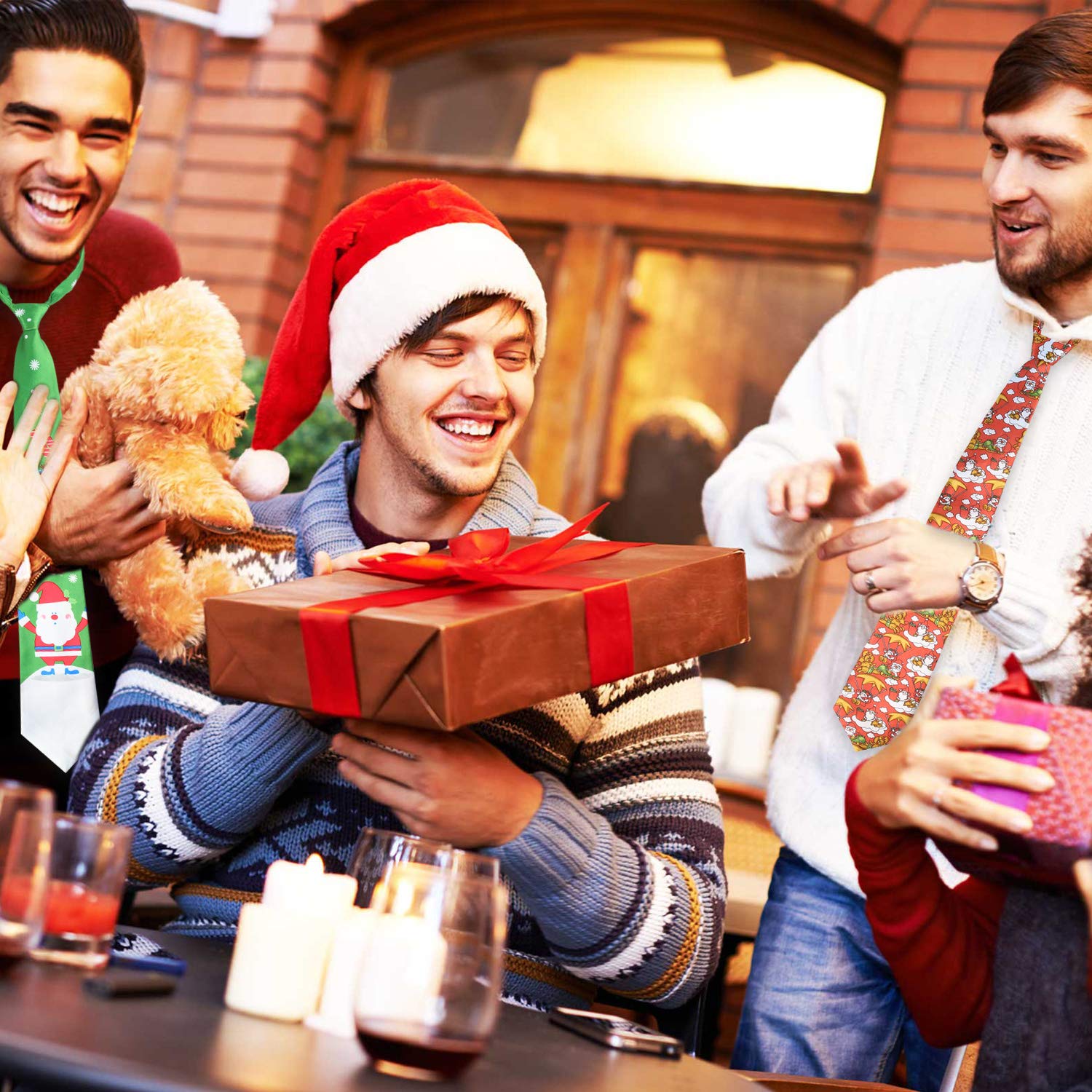 howaf-weihnachtskrawatte-herren-3er-set-schneeflocke-polyester image 7