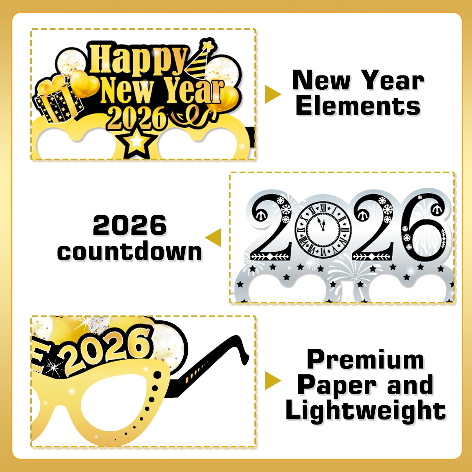 howaf-silvester-brille-2027-partybrille-12-st-ck-schwarz-gold image 4