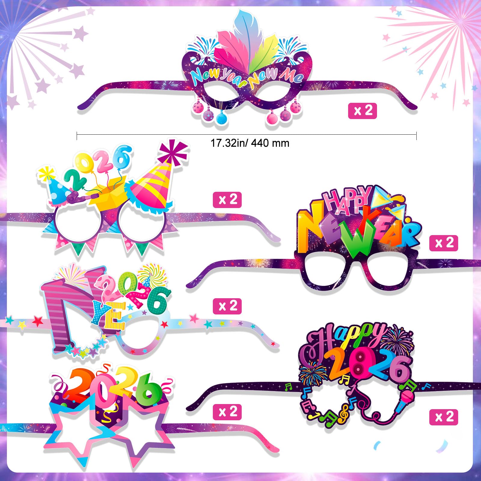 howaf-2026-silvesterbrille-partybrille-bunt-24-st-ck-papier image 3