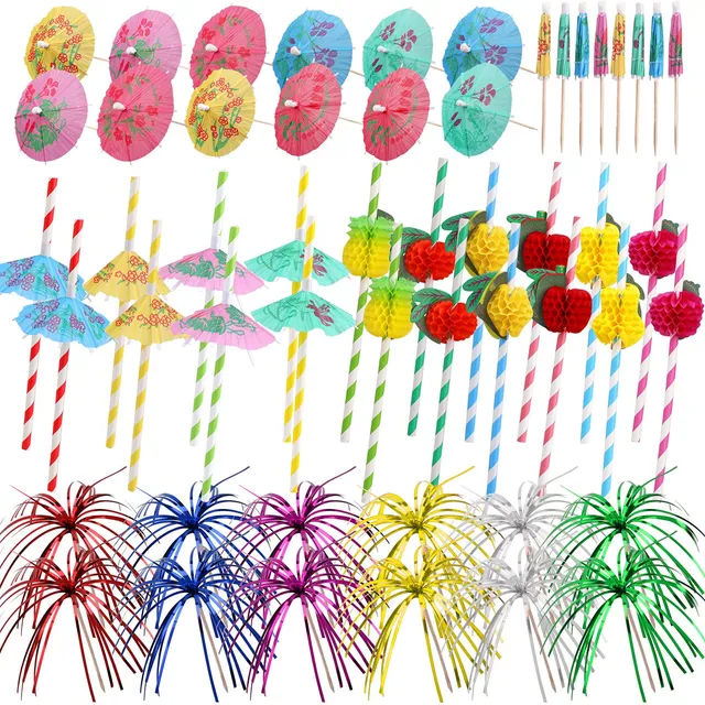 howaf-cocktail-deko-set-150-tlg-strohhalme-schirmchen-picks image 1