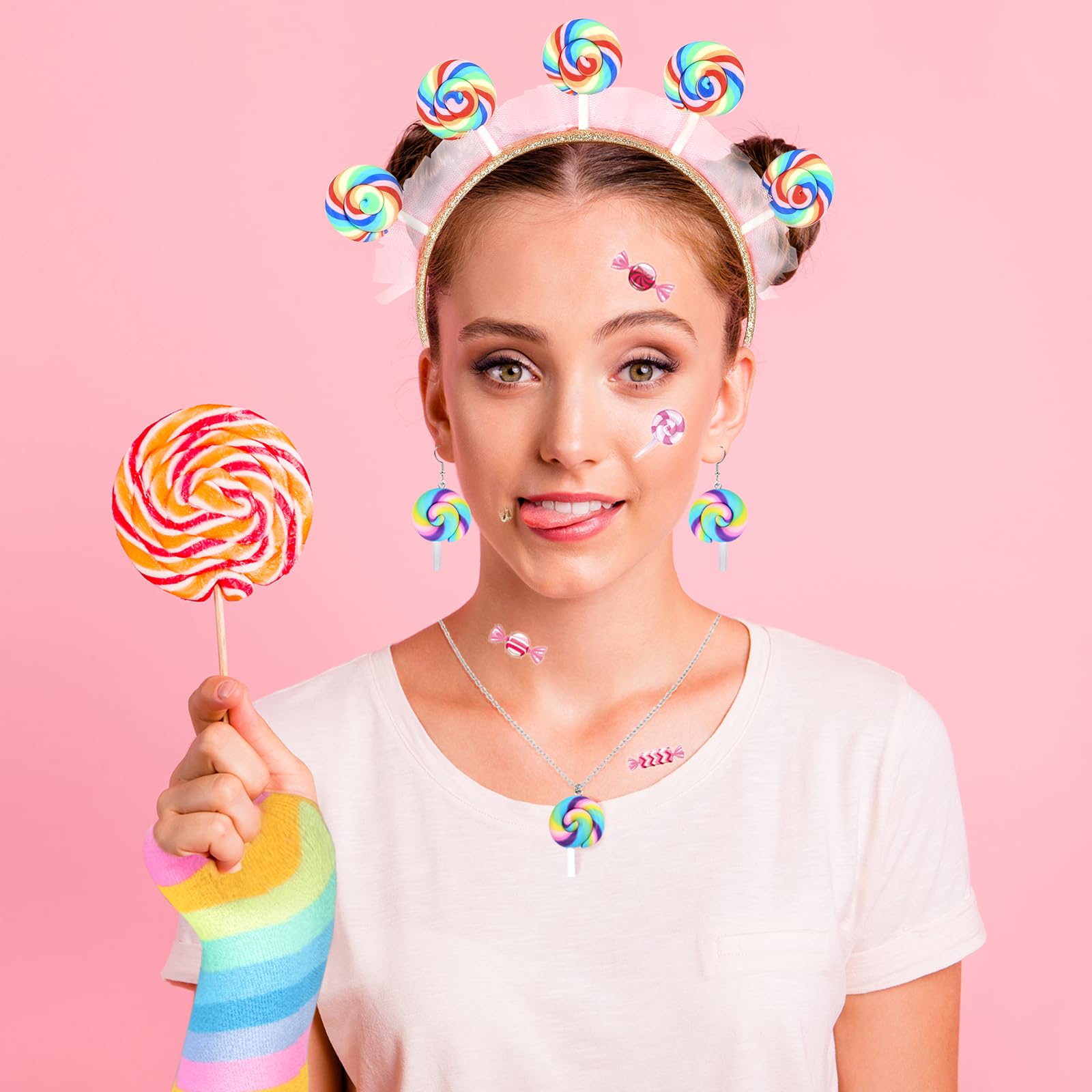 howaf-lollipop-kost-m-set-haarreif-handschuhe-tattoos-candy image 7