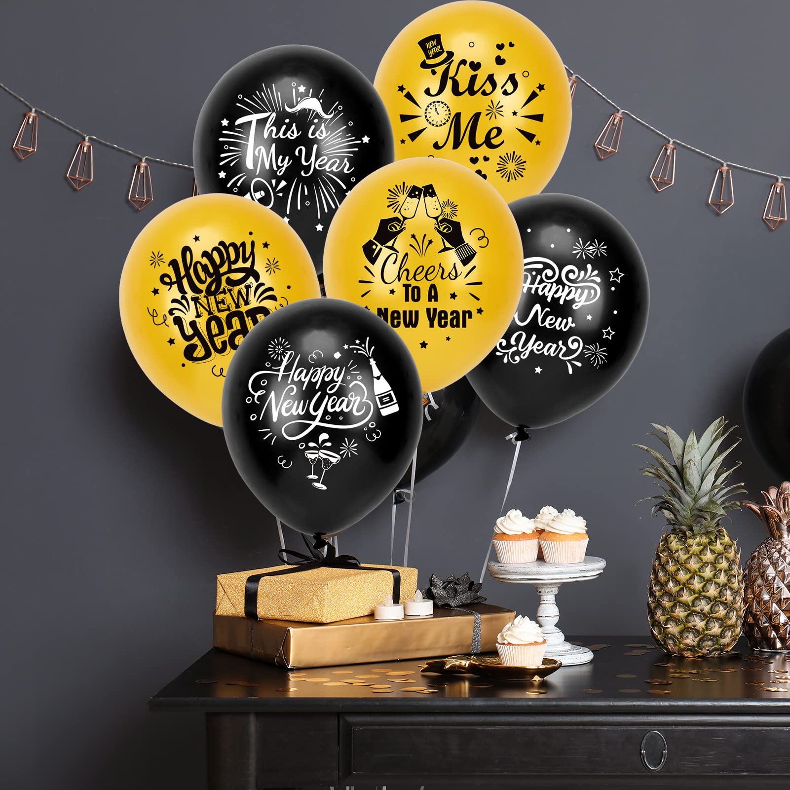 howaf-silvester-ballons-set-schwarz-gold-latex-42-teilig-2027 image 7
