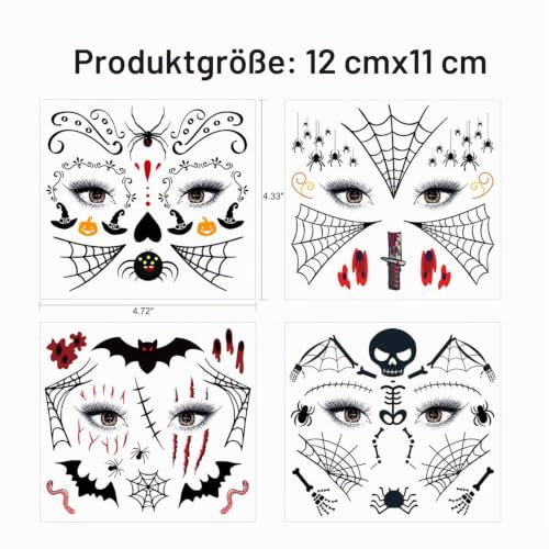 howaf-halloween-b-gesicht-tattoos-kinder-12-blatt-wasserdicht image 8