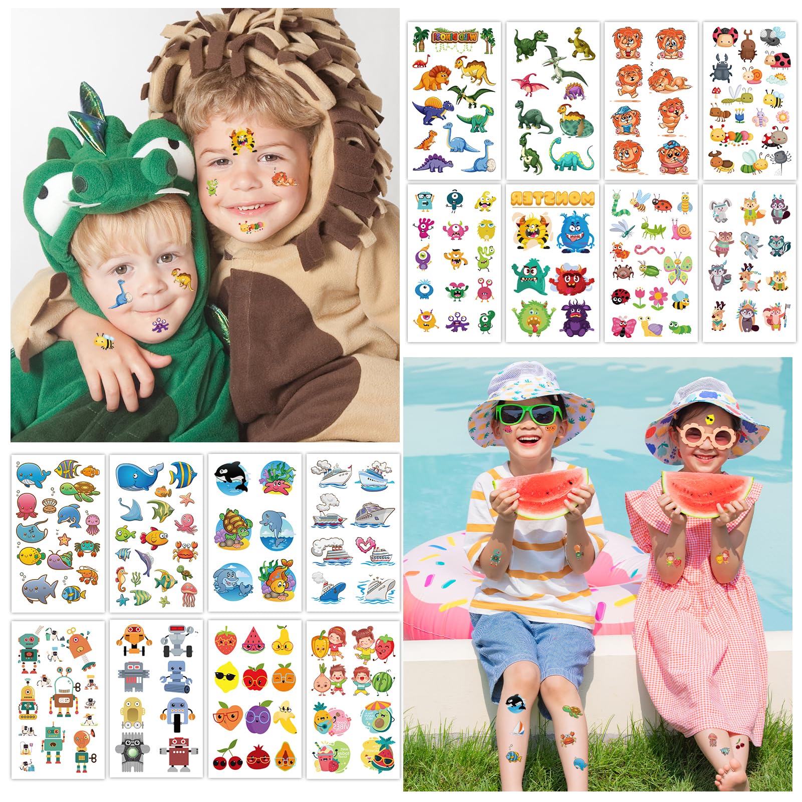 howaf-tattoos-kinder-tempor-r-30-blatt-tiere-einhorn-dino image 5