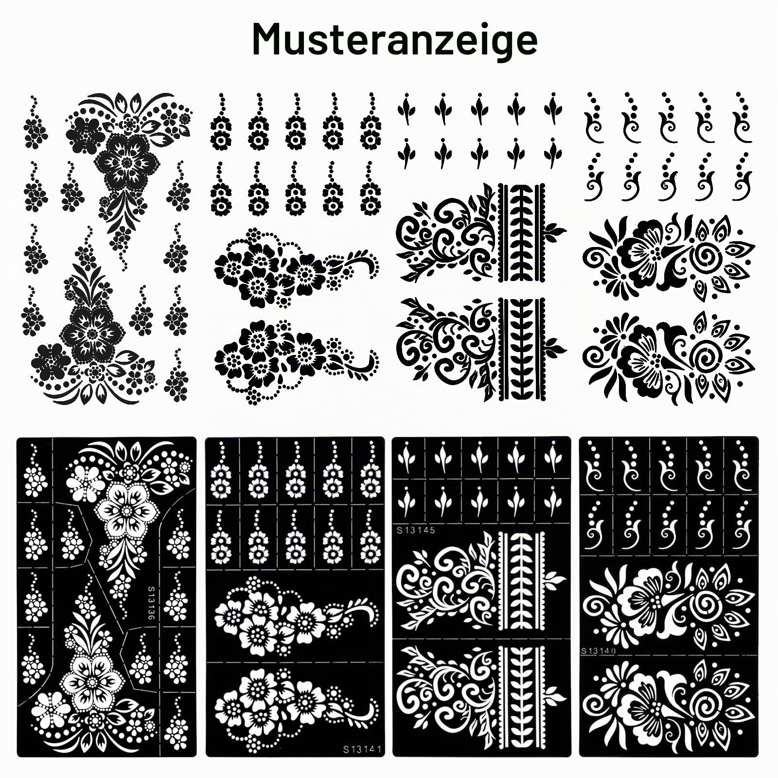 howaf-henna-schablonen-9-blatt-a-feder-mandala-blume image 2