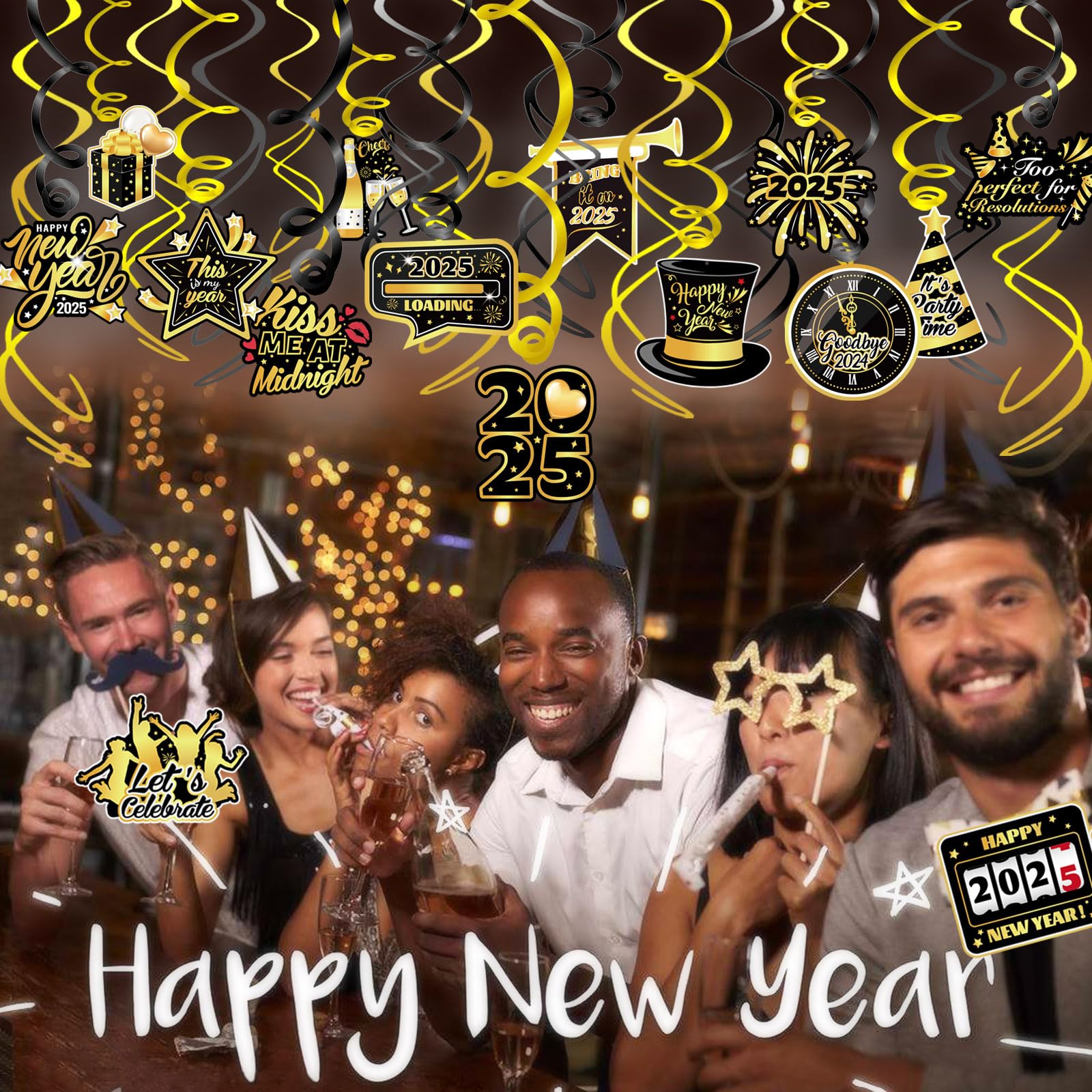 howaf-silvester-deko-2025-deckenh-nger-spiralen-schwarz-gold-30-st-ck image 7