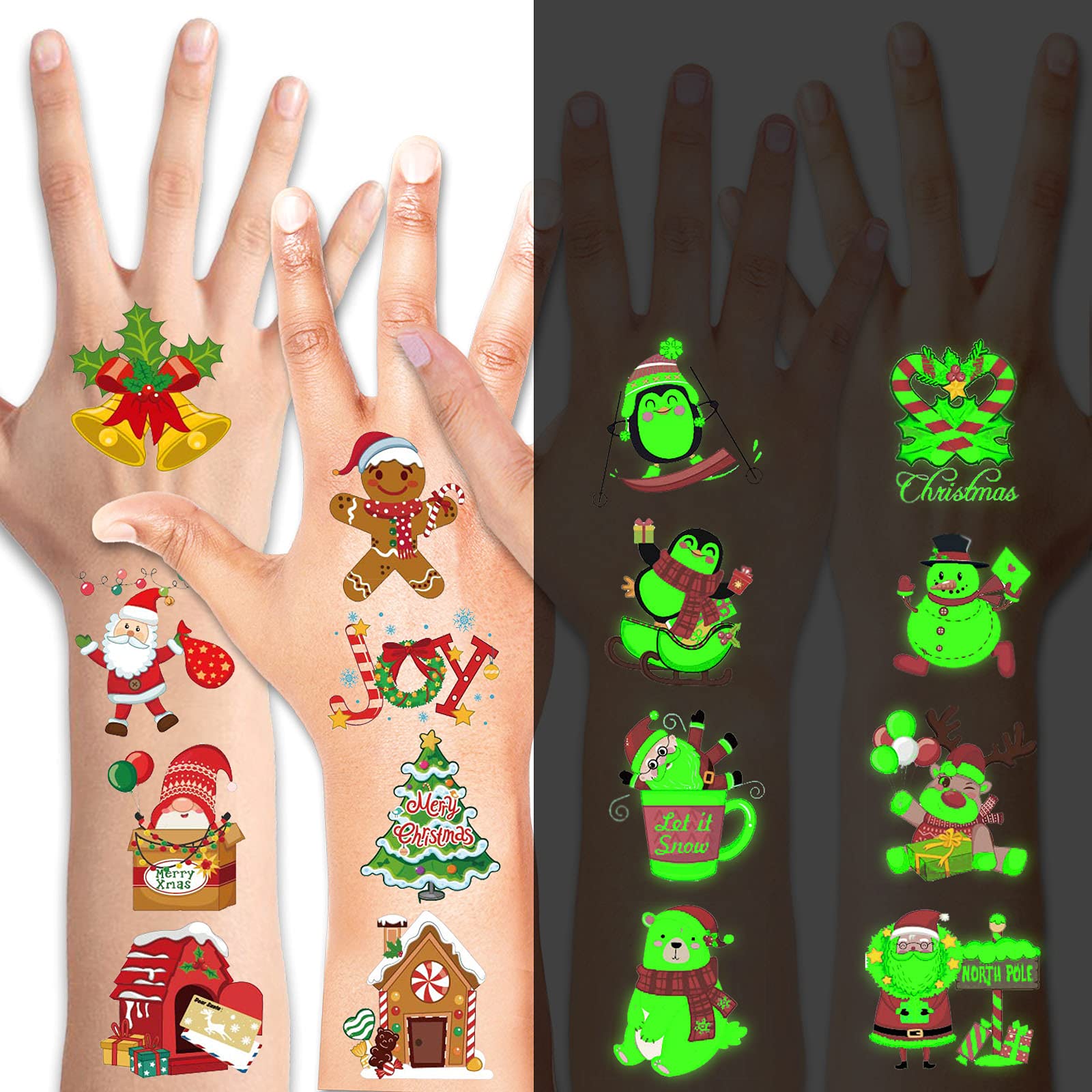 howaf-temporary-tattoos-weihnachten-leucht-tattoos-96-st-ck image 4