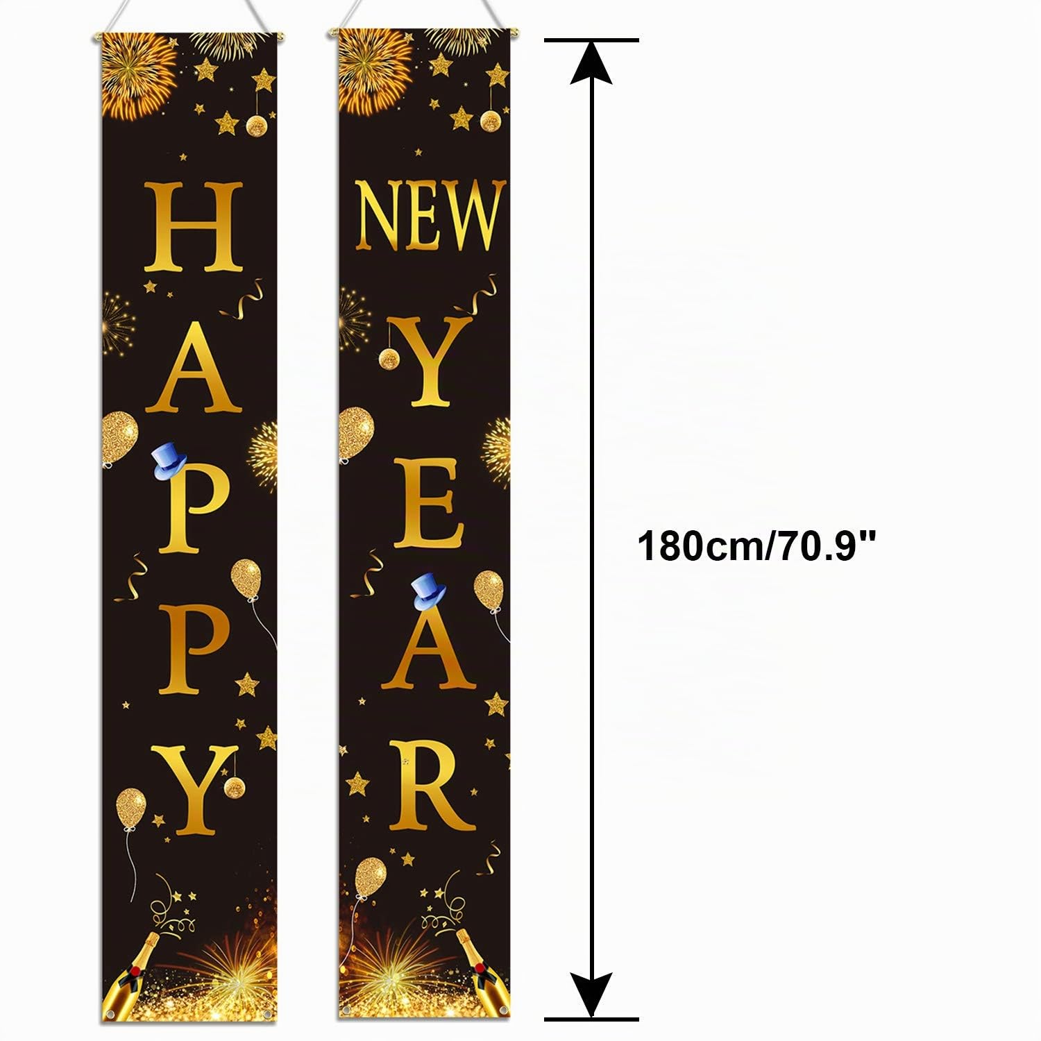 howaf-silvester-deko-banner-schwarz-gold-2-st-ck-t-r-2027 image 2