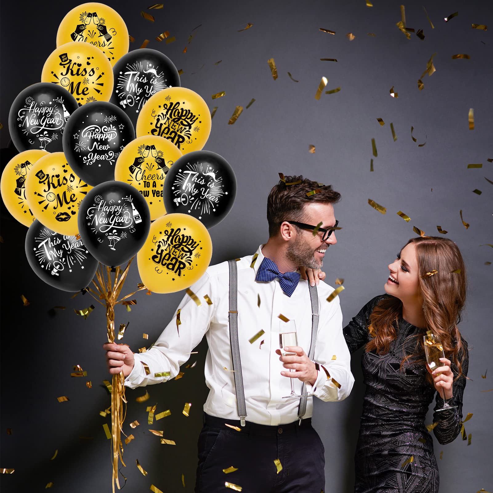 howaf-silvester-ballons-set-schwarz-gold-latex-42-teilig-2027 image 6
