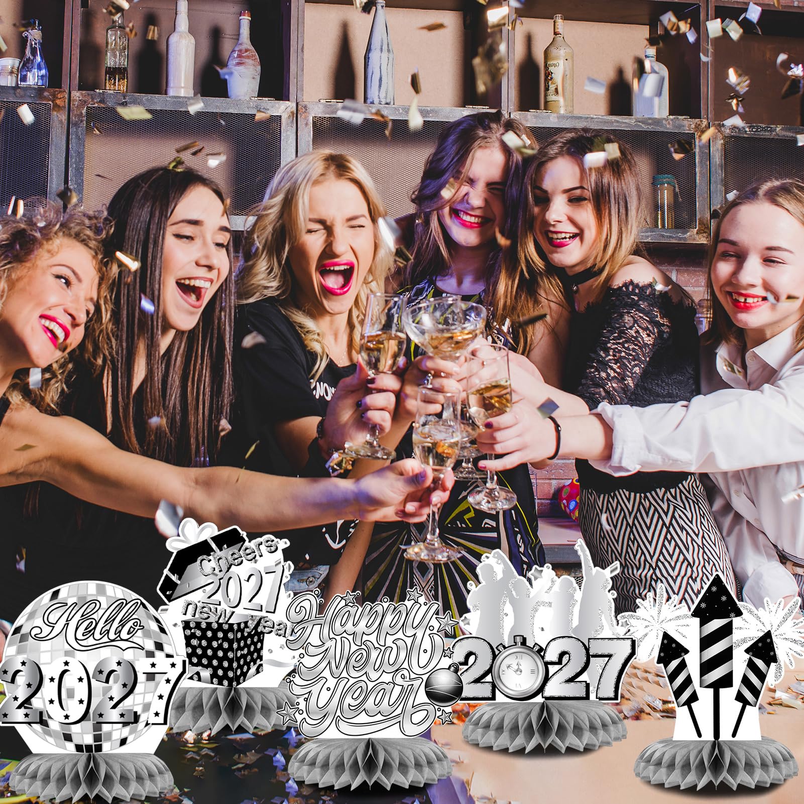 howaf-happy-new-year-waben-tischdeko-silber-9-st-ck-silvester image 7