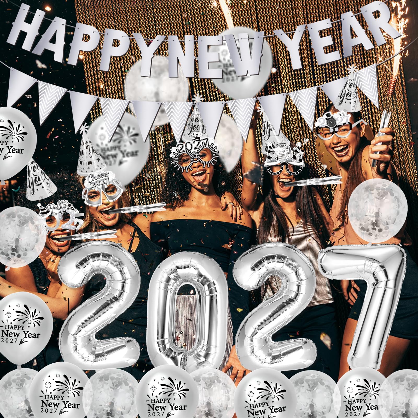 howaf-silvester-deko-2027-silber-party-set-folienballon image 7