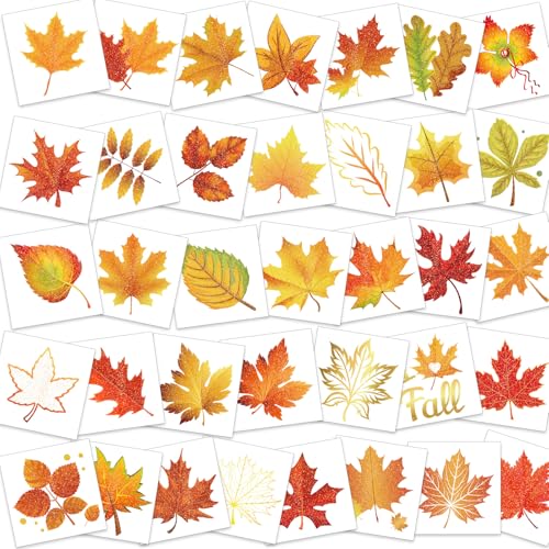 howaf-temporary-tattoos-herbst-glitzer-tattoos-72-st-ck-ahorn image 8
