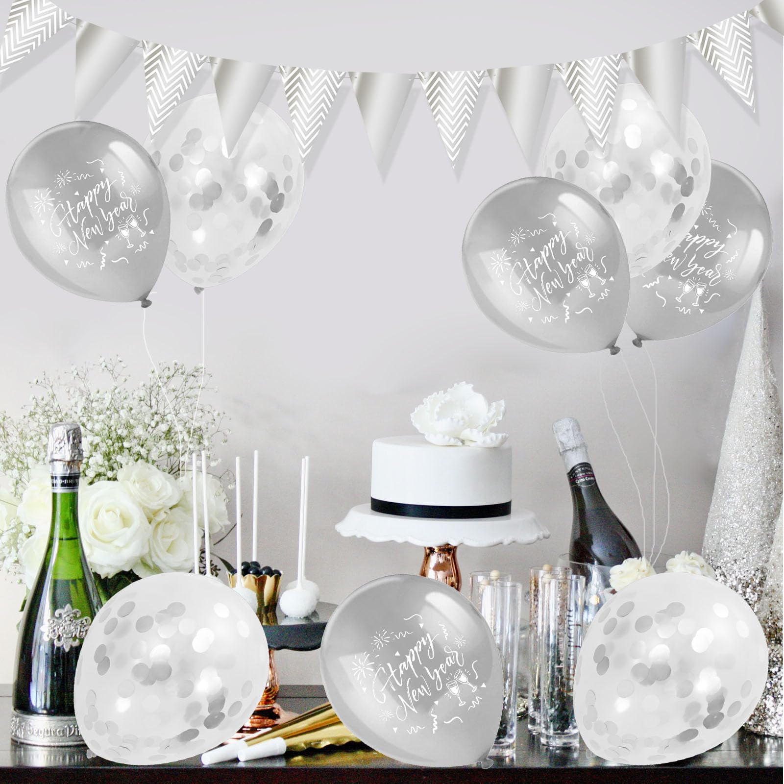 howaf-silvester-deko-2027-silber-happy-new-year-ballons-banner image 5