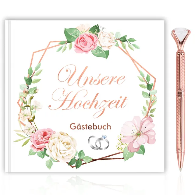 howaf-g-stebuch-hochzeit-vintage-wei-21x21-mit-stift image 1