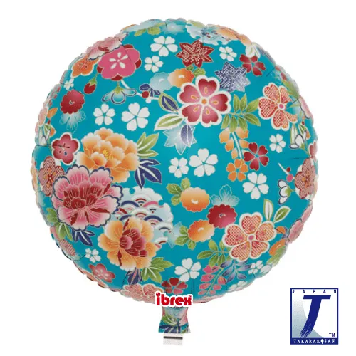 takara-ibrex-round-14-zoll-flowers-blue-folienballon image 1