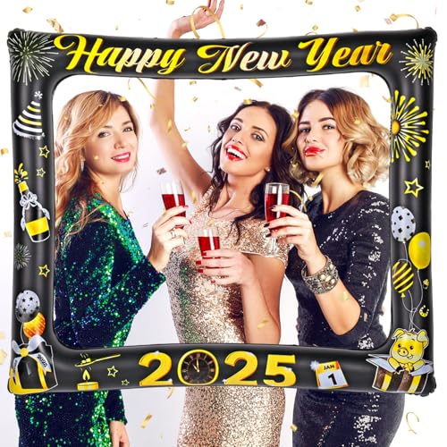 howaf-silvester-fotorahmen-aufblasbar-2025-schwarz-gold-65x75 image 8