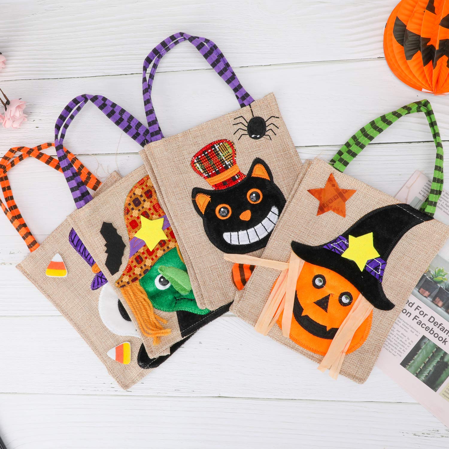 howaf-halloween-tragetaschen-leinen-4er-set-19x16cm-mit-henkel image 4