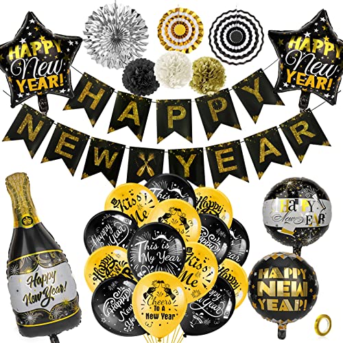 howaf-silvester-deko-2025-set-schwarz-gold-54-teilig image 8