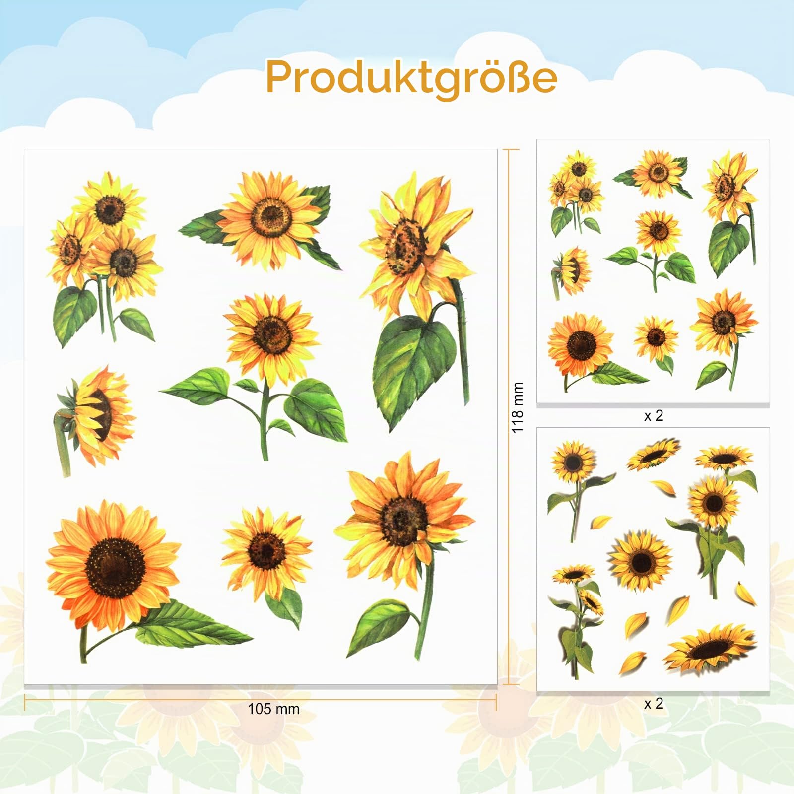 howaf-sonnenblumen-kost-m-set-damen-haarreif-brille-tattoos image 2